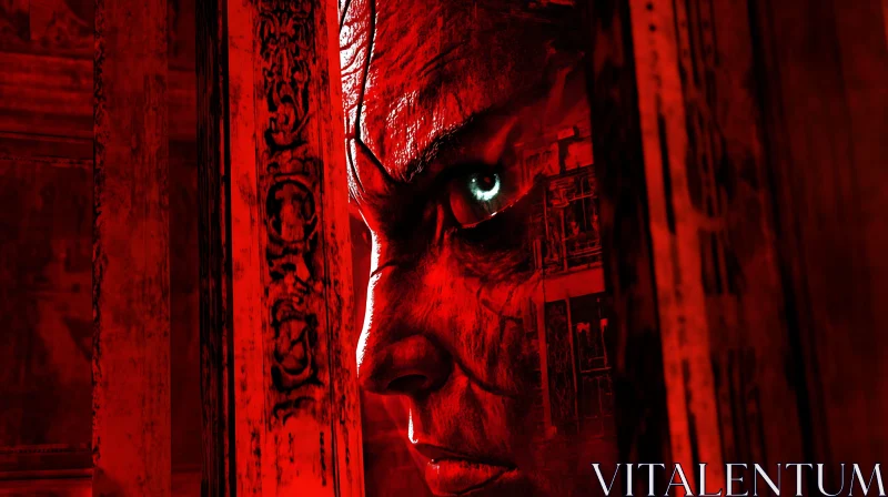 Scarlet Gaze in the Dark AI Image