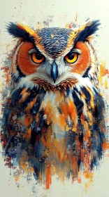 Vivid Owl Art with Intense Gaze