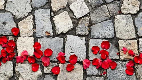 Red Petals on Stone Ground