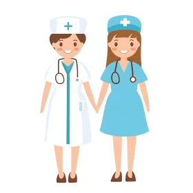 Friendly Cartoon Doctors in Uniform