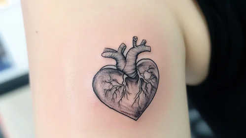 Realistic Heart Tattoo Art in Black Ink