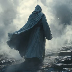 Grey Figure in a Foggy Landscape