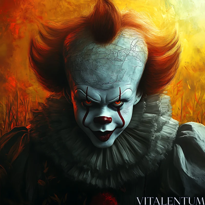Menacing Clown with Fiery Red Hair