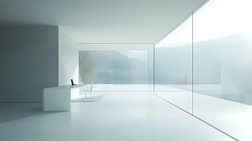Modern White Room Overlooking Mountains