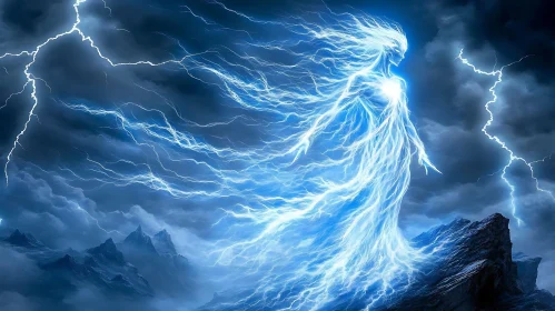 Figure of Light Amidst Lightning