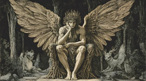 Winged Guardian with Forest Companions