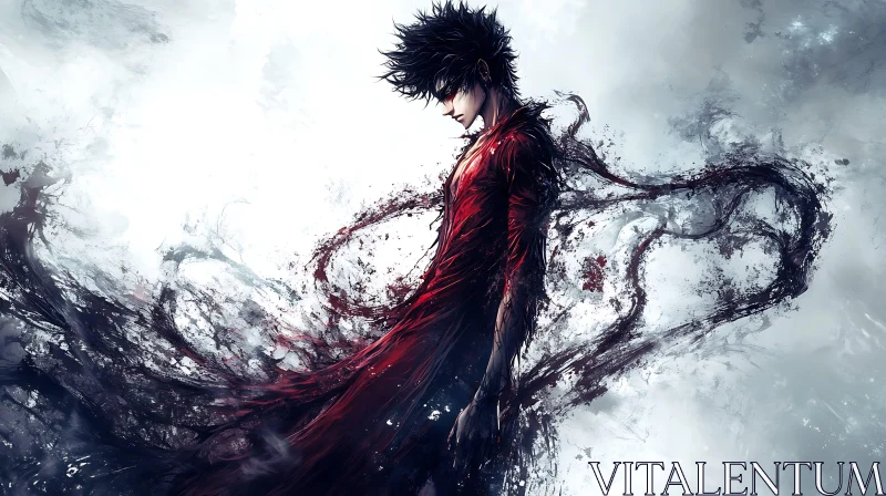 Abstract Figure in Crimson Robe