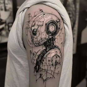 Futuristic Robot Tattoo on Arm