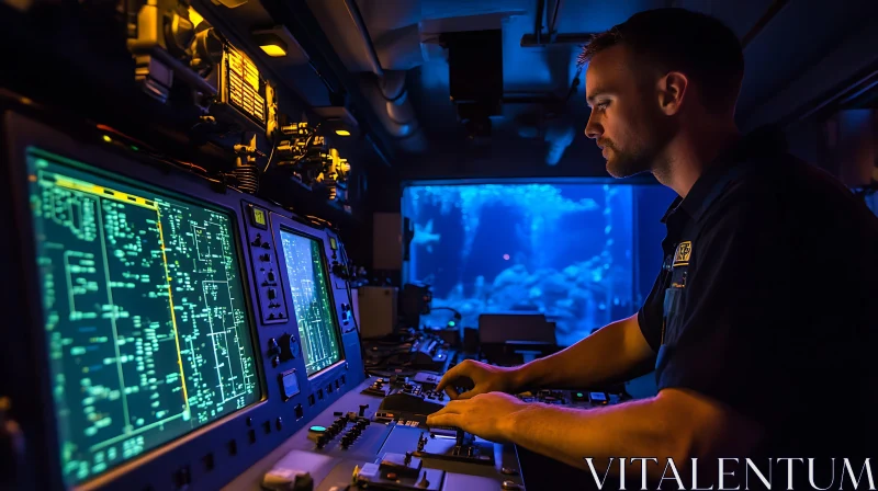 Control Room with Ocean View AI Image