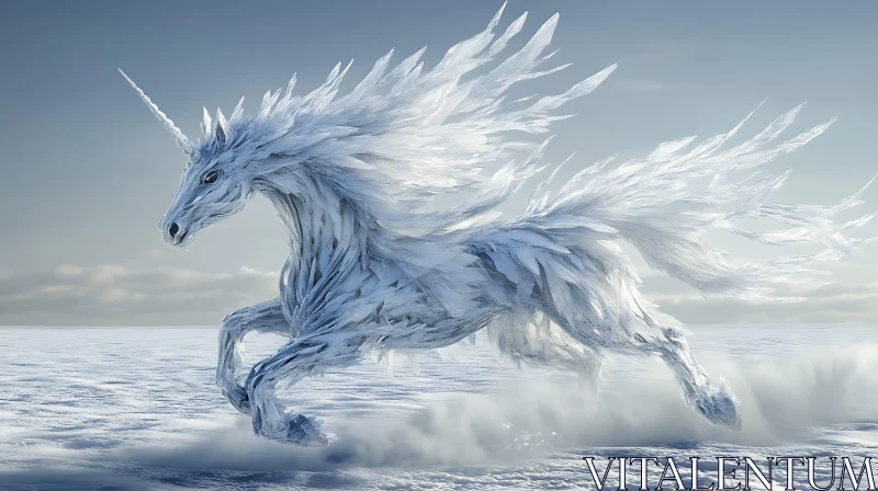 Frozen Unicorn in Winter Landscape