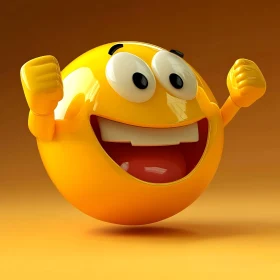 Cheerful Emoji with Raised Arms