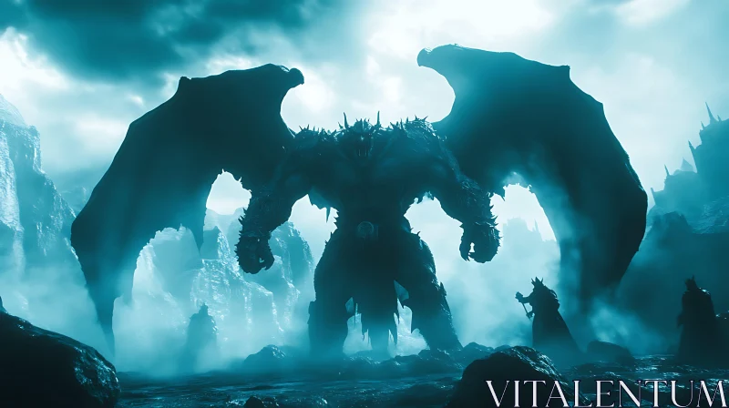 Colossal Demon Amidst Jagged Peaks