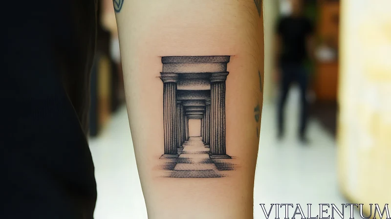 Column Design Tattoo on Arm