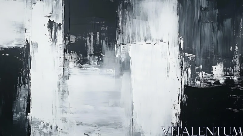 Textured Black and White Abstract Painting AI Image