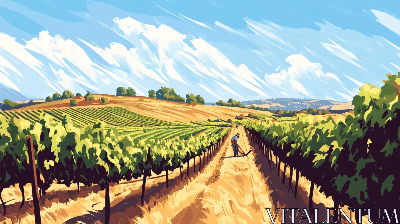 Vineyard Vista: A Rural Landscape Painting