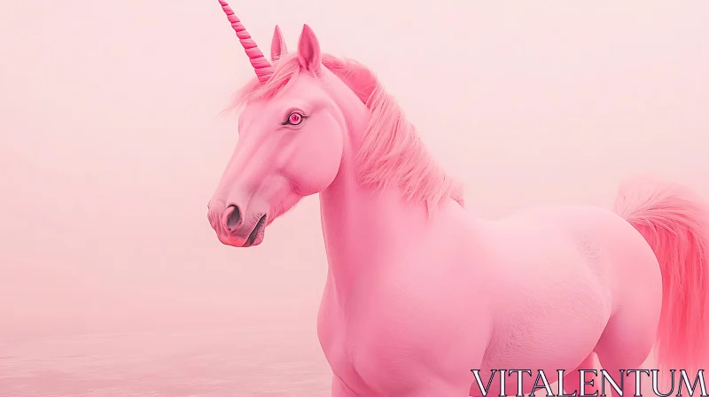 Monochrome Pink Unicorn - Serene Fantasy Art AI Image