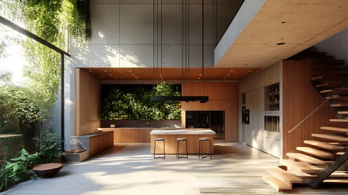 Minimalist Kitchen with Vertical Garden