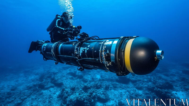 Diver on Underwater Vehicle AI Image
