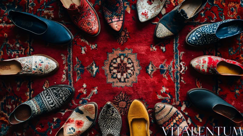 Eclectic Shoe Collection on Oriental Carpet