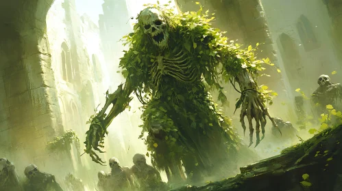 Leaf-Clad Skeleton Monster Rising