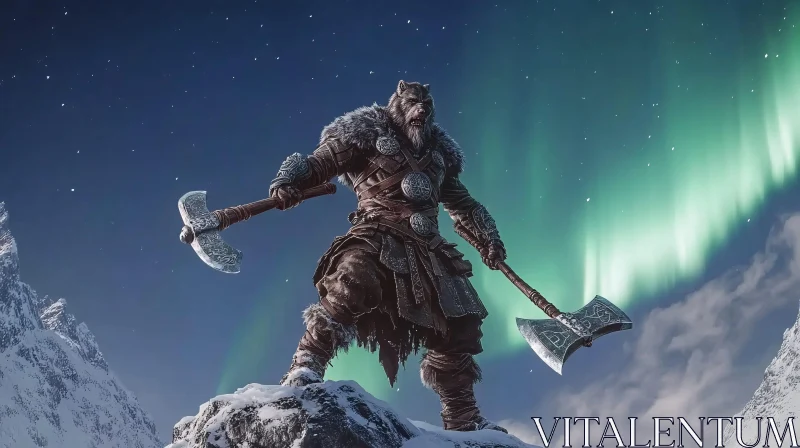 Fierce Bear Warrior with Axes