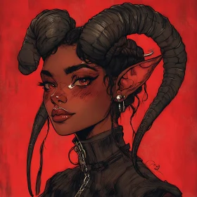 Fantasy Character: Demon Girl with Red Eyes