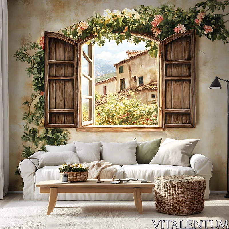 Cozy Room with Scenic Window and Sofa