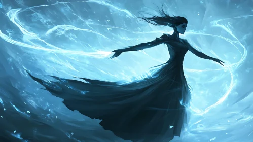 Mystic Woman in Blue Energy Field