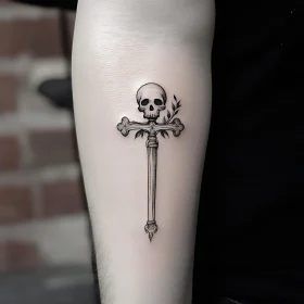Elegant Black Ink Skull Tattoo