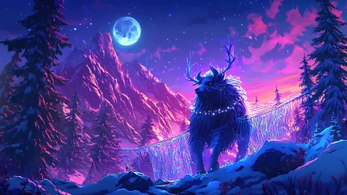 Moonlit Mountain Creature in Winter