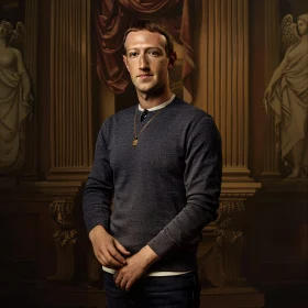 Portrait of Mark Zuckerberg in Elegant Room