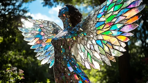 Mosaic Angel with Rainbow Wings