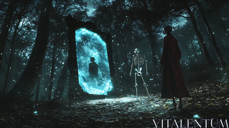 Mysterious Forest Portal with Skeleton