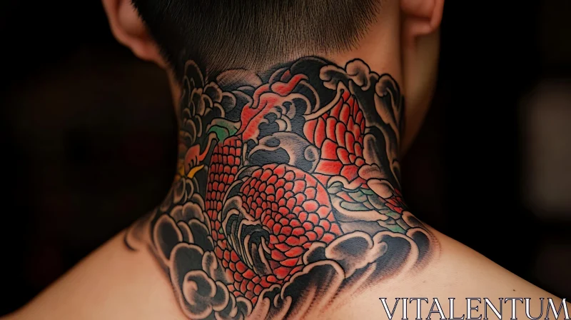 Colorful Neck Dragon Tattoo