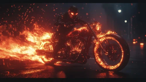 Burning Rider on Motorcycle