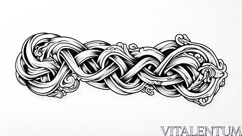 Abstract Interwoven Knot Pattern in Black and White