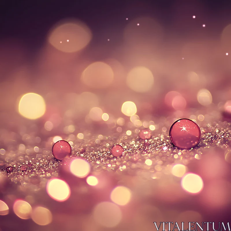 Magical Pink Droplets on Glitter AI Image