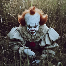 Menacing Clown in a Field