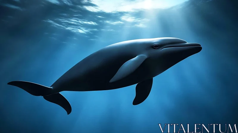Sunlit Dolphin Underwater