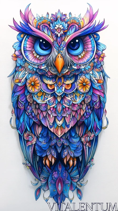 Colorful Owl Feather Art