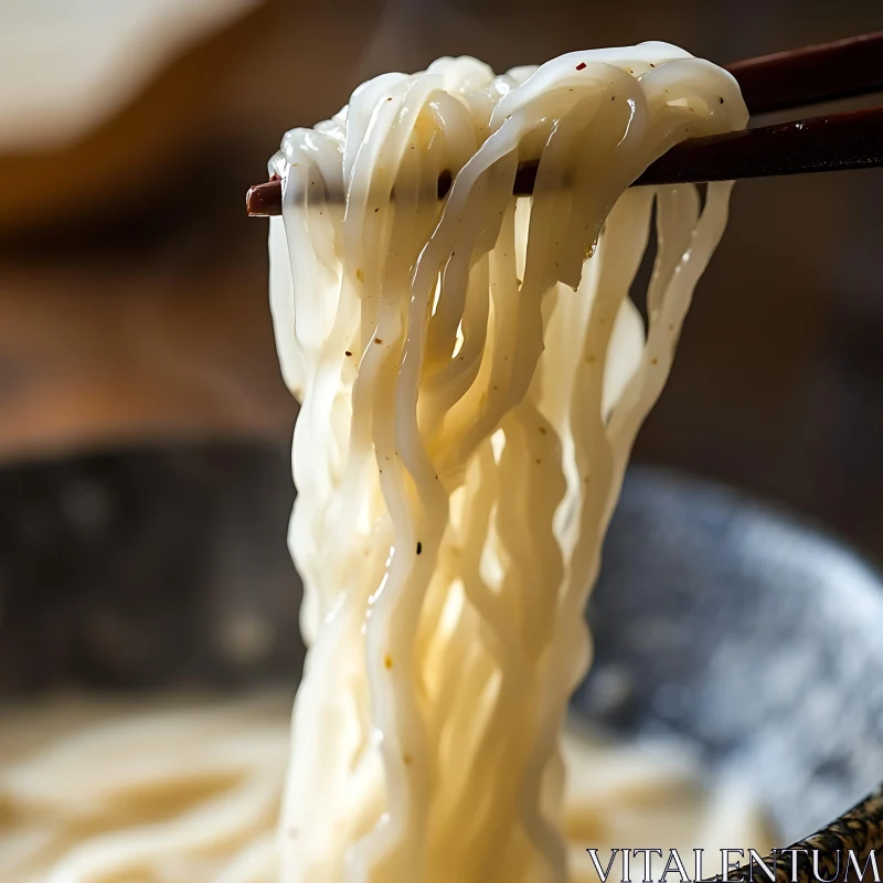 Glistening Noodles with Chopsticks AI Image