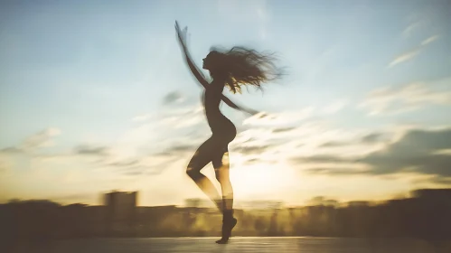 Silhouette of Woman Dancing