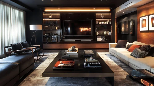 Contemporary Home Interior with Dark Accents