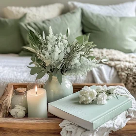Tranquil Still Life with Flowers and Candle