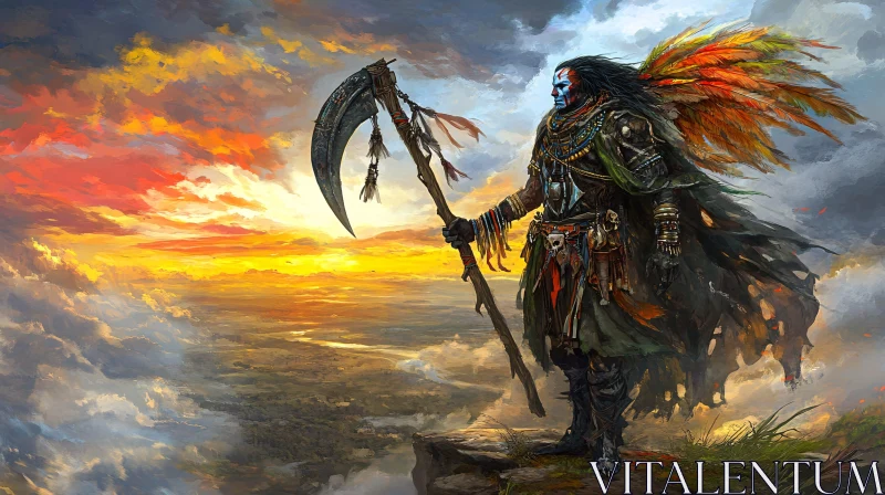 Sunset Warrior with Scythe