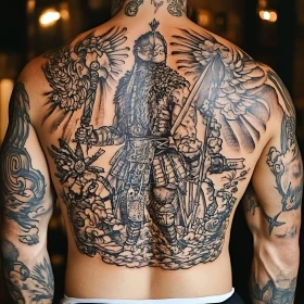 Viking Warrior Back Tattoo