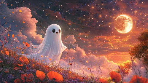 Ethereal Apparition Among Celestial Blooms