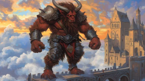 Red Demon on the Castle Walls