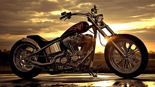 Sunset Ride: A Motorcycle Silhouette