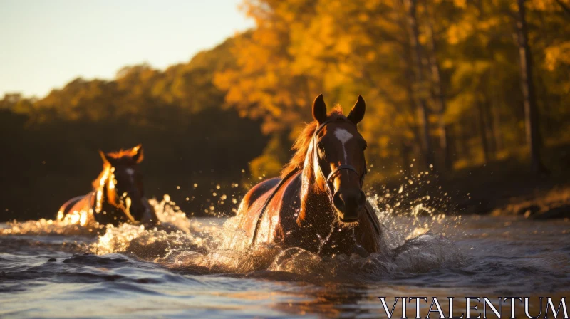 Captivating Horse Running in Golden Light AI Image